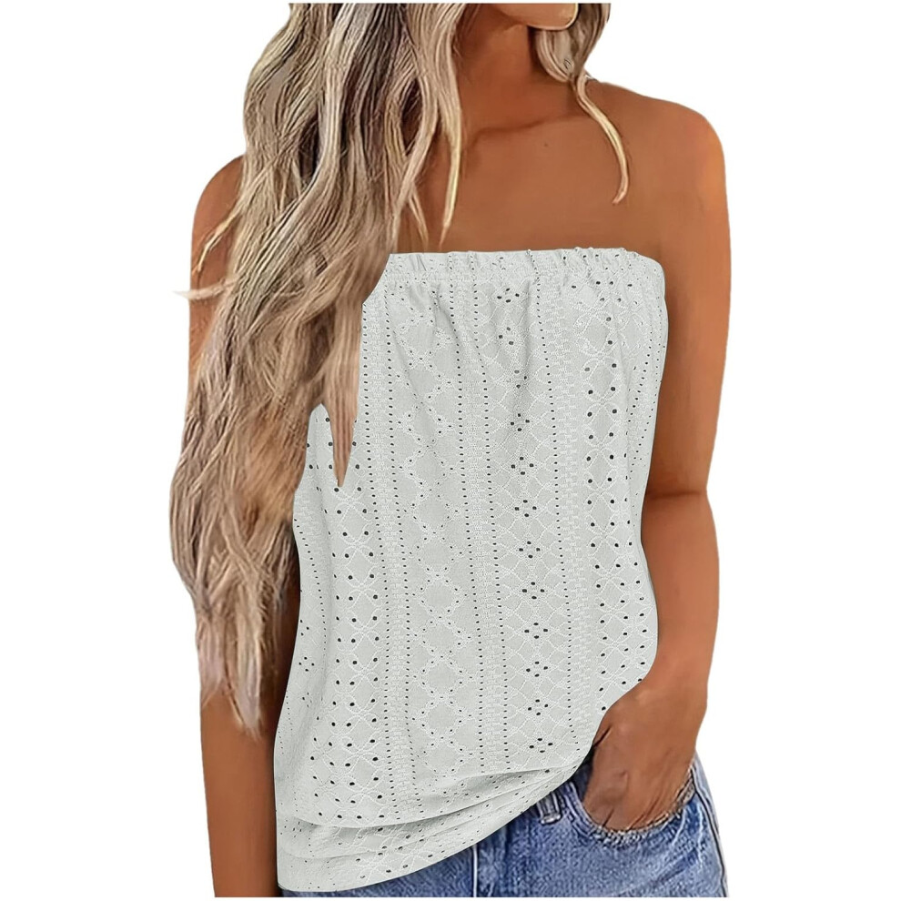 (Xxl, 001* ) Vest For Women Promotion Boho Tops Strapless Bandeau Tank Tops Summer Casual Sleeveless Tube Shirt Blouse Tanks Summer Tank Tops Cas White
