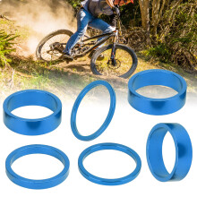 6 Stück Aluminiumlegierung Fahrrad-Vorbauhülsen, 28,6 mm, Blau