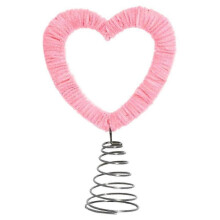 (Pink) Heart-Shaped Rotating Christmas Tree Ornament Metal Plush Holiday Decoration