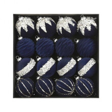 (Blue) Christmas Tree Decoration Balls 16Pcs Plush Christmas Ball Set Party Decor