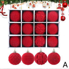 (Red) 12pcs Christmas Decoration Ball Hanging