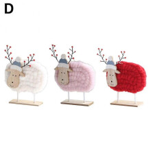 (D white red and pink) Mini Table Ornament Felt Sheep Figurines Miniatures Wool Felt Lamb Cute Toys