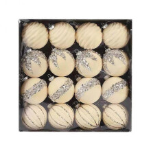 (White) Christmas Tree Decoration Balls 16Pcs Plush Christmas Ball Set Party Decor