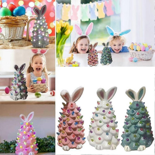 (E, Pink) Resin craft rabbit Easter decoration ornaments 1