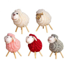 (B white and red) Mini Table Ornament Felt Sheep Figurines Miniatures Wool Felt Lamb Cute Toys