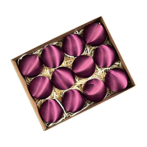 (Red) 2 Pieces Satin Ball Ornaments for Christmas Tree Decoration