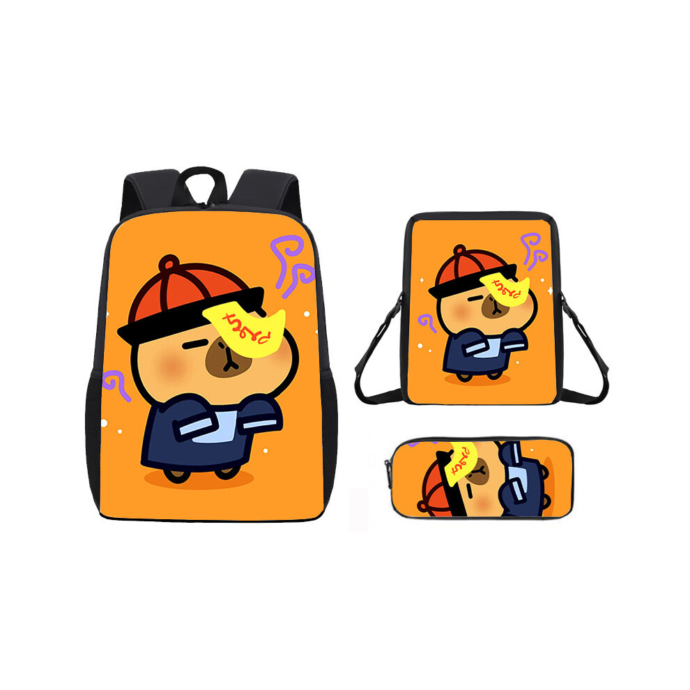 (30, Crossbody bag) Capybara Cartoon Student Backpack Three-Piece Set: Rucksack, Crossbody Bag, and Pencil Case-image-OPC-PK7H8VX-NEW