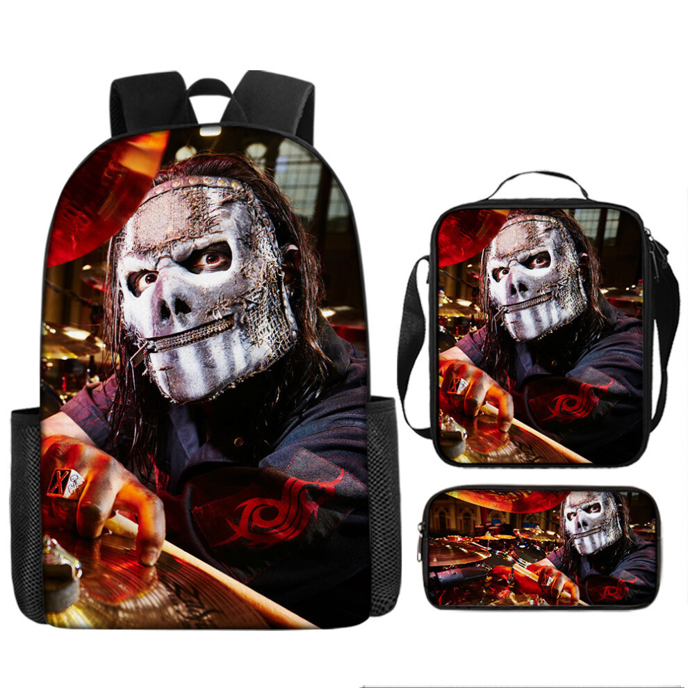 (L, ??) Halloween Backpack Heavy Metal Rock Slipknot Band Three-Piece Set: Backpack, Crossbody Bag, and Pencil Case-image-OPC-PK7HBQC-NEW