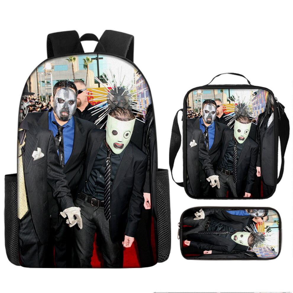 (H, ??) Halloween Backpack Heavy Metal Rock Slipknot Band Three-Piece Set: Backpack, Crossbody Bag, and Pencil Case-image-OPC-PK7HBNM-NEW