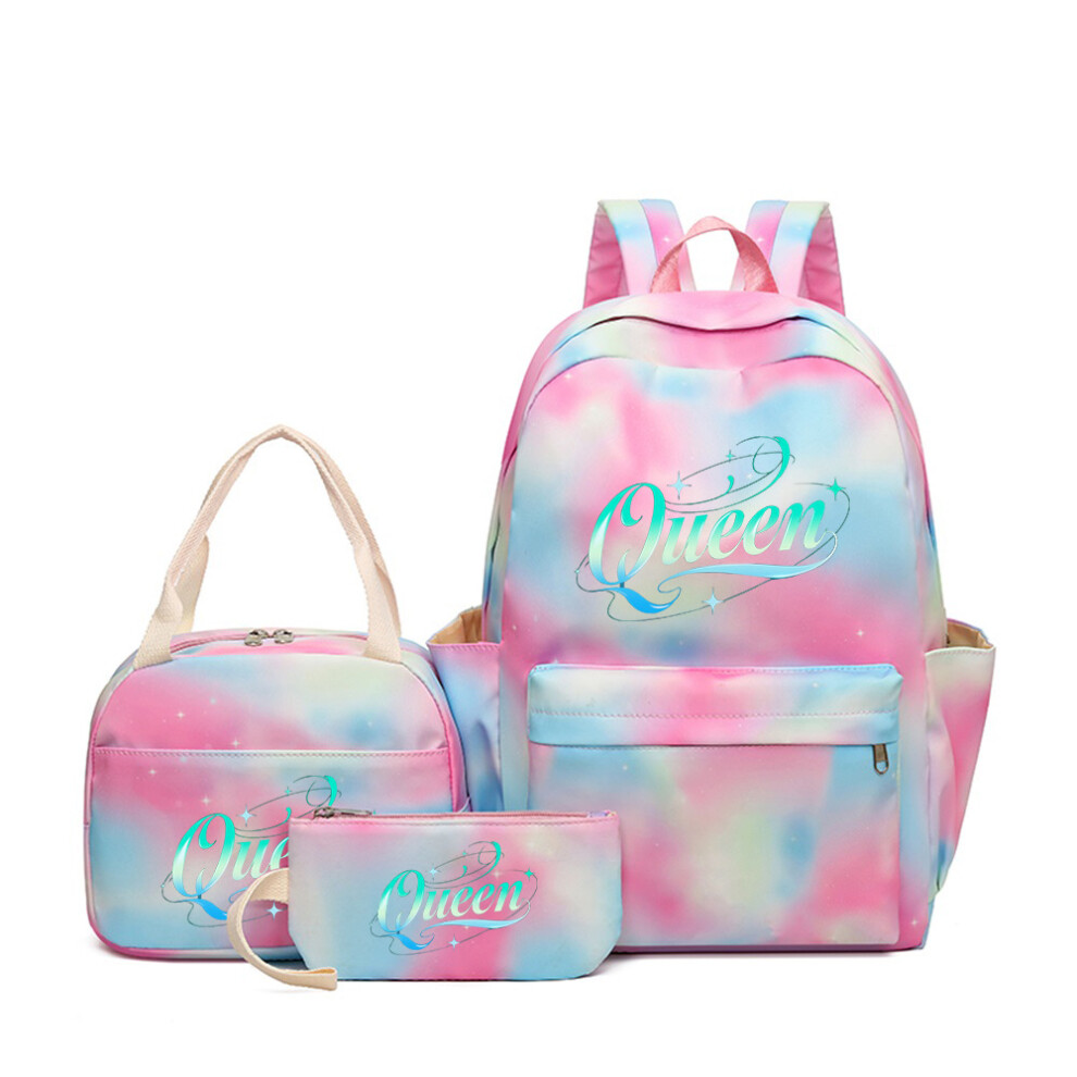 (25, three-piece set) King Queen themed backpack, lunch bag, pencil case set - ready stock for dropshipping-image-OPC-PK7HJ8H-NEW