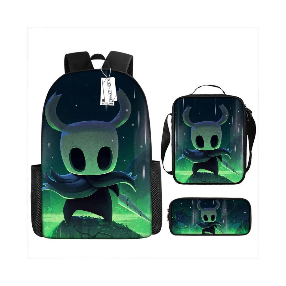(1, shoulder bag) Hollow Knight Themed Student Backpack for Kids, Cartoon Anime Style School Rucksack with Shoulder Bag, Pencil Case - 3-Piece Set-image-OPC-PK7HN62-NEW