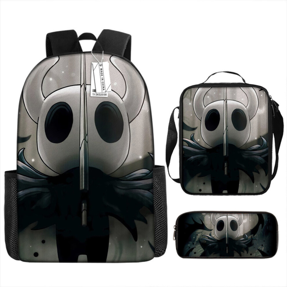 (24, shoulder bag) Hollow Knight Themed Student Backpack for Kids, Cartoon Anime Style School Rucksack with Shoulder Bag, Pencil Case - 3-Piece Set-image-OPC-PK7HN6V-NEW