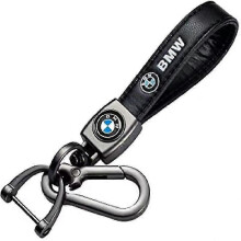 (BMW)Leather Keychain Hook Key Pendant With Car Brand Logo Spring Buckle Ring Compatible