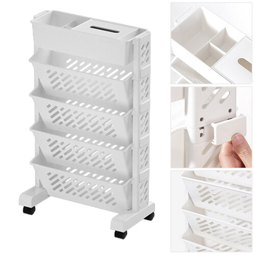 Movable Bookshelf Large Capacity Rotatable 2