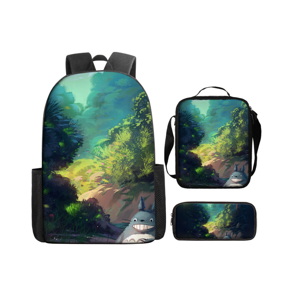 (E, ???) Studio Ghibli Totoro Cartoon Anime Backpack Set â 3-Piece Digital Print School Rucksack with Shoulder Bag & Pencil Case for Kids, Teens a..-image-OPC-PK7J5GN-NEW