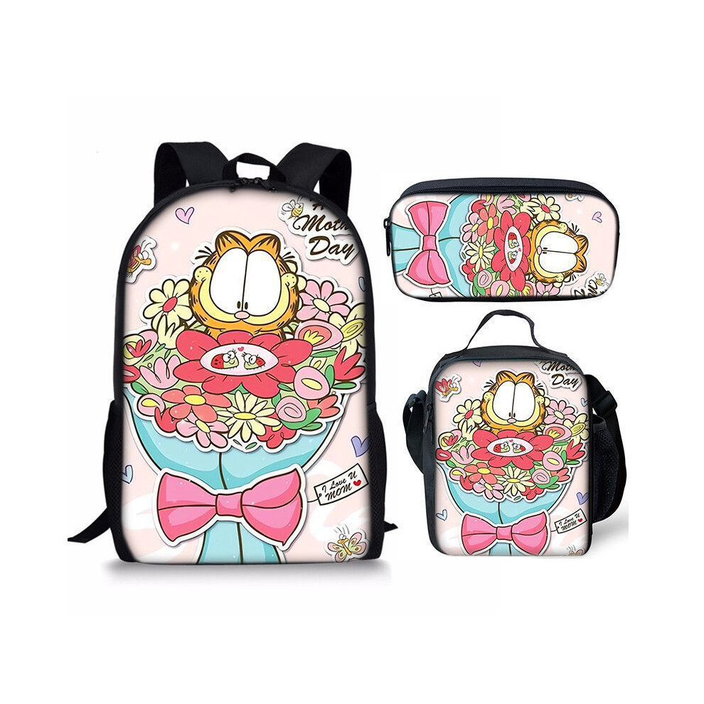 (| 3 | 17-Inch Backpack |, ??) Garfield Kids School Backpack Set â 3-Piece Pack with 17-Inch Dual-Shoulder Bag, Crossbody Pouch & Stationery Case â-image-OPC-PK7J622-NEW