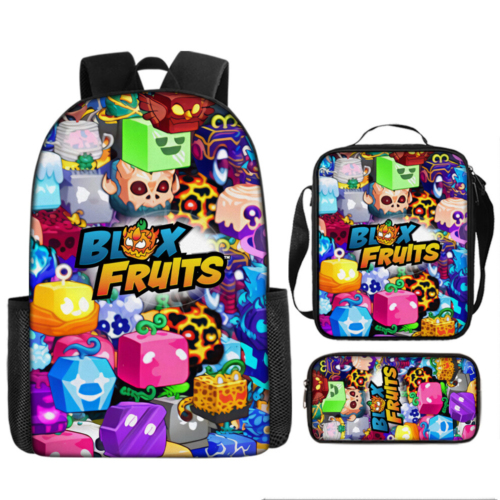 (- Style-16, 17" Backpack Only) ROBLOX Blox Fruits Kids Backpack Set â 25L Large Capacity School Rucksack with Padded Laptop Sleeve, Lunch Bag & Sta-image-OPC-PK7J7YP-NEW