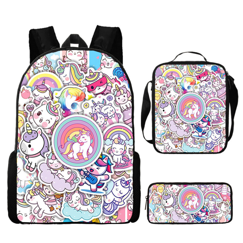 (Style 2, 17-Inch Backpack) Unicorn Animal Backpack for Kids â Cute Cartoon Anime School Rucksack 3-Piece Set with Large Capacity for Students-image-OPC-PK7JBN7-NEW