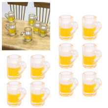 10 Stück Resin Puppenhaus Bierkrug-Set, 1:12 Miniatur-Barzubehör