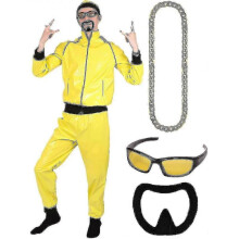 (L)90s Celebrity Costume Adults Yellow & Black Shell Suit