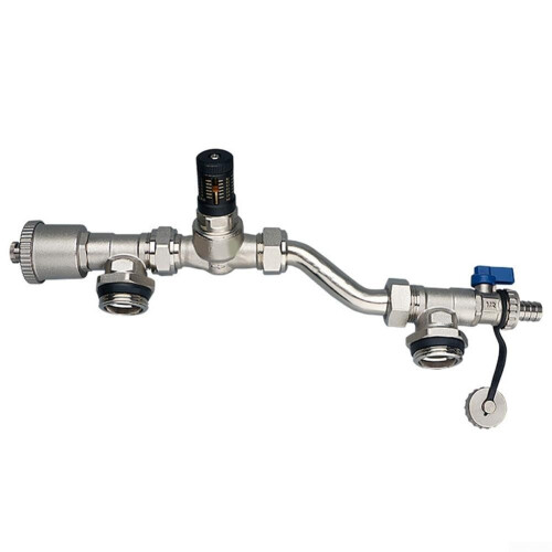 Differential Pressure Bypass Valve for Underfloor Heating, Self-Regulating System, Pressure Equalization, Temperature Control, Silver