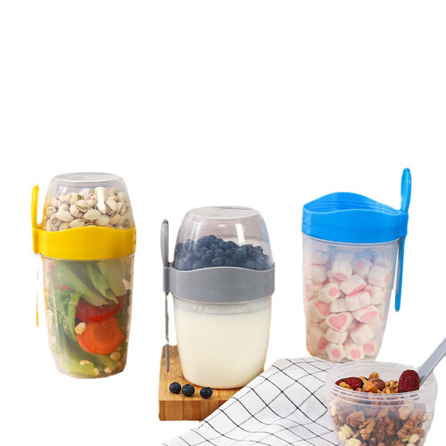 Double Breakfast Cup Oatmeal Cup with Lid Poons 1