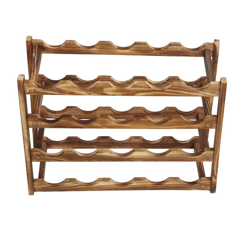 Wine Rack Pine Wood Wine Bottle Storage Shelf