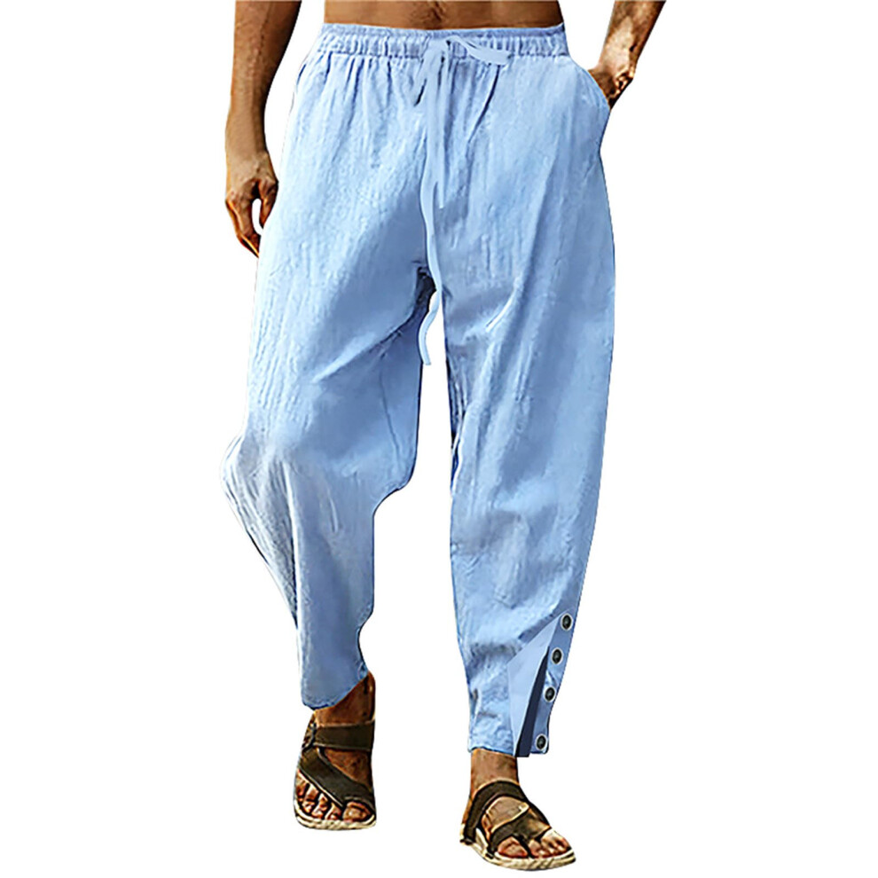Men's Cargo Trousers Cotton Baggy Chino Work Pants Outdoor Leisure Shorts A1-blau XXL Summer Size Trousers