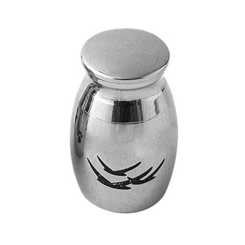 Pet Memorial Stainless Steel Urn Round Silver 1pack 1