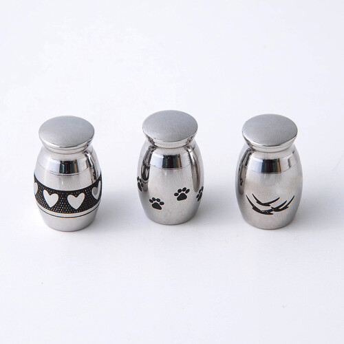 Pet Memorial Stainless Steel Urn Round Silver 1pack 2
