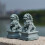 2pcs Lion Tabletop Ornament Grey Stone For Office And Home 8