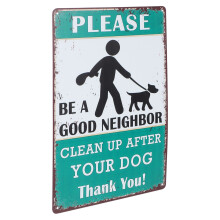 Retro Warning Sign Tin Art Dogs Waste Reminder Sign For Garden