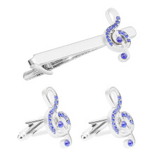 1Set Men Cufflink Tie Bar Clip Set Silver Alloy Business Shirt Jewelry
