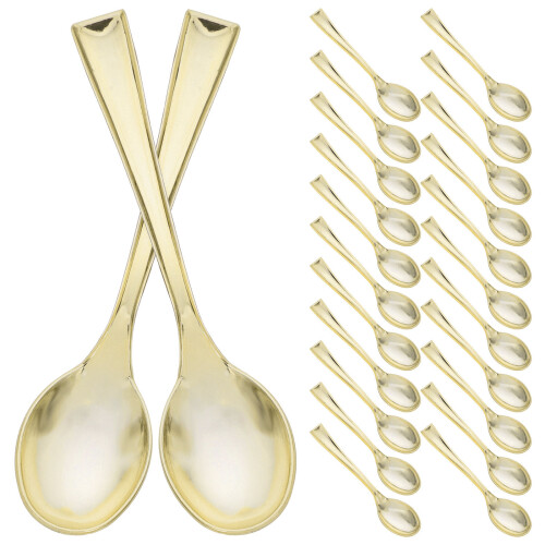 Raindrops Gold Cake Spoon Plastic Golden 50pcs
