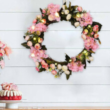 Valentines Day Wreath 15.7 Inch New Spring Artificial Rose Shaped Door Wreath Valentines Door Decor for Front Door Valentine's Day Decorations Party S