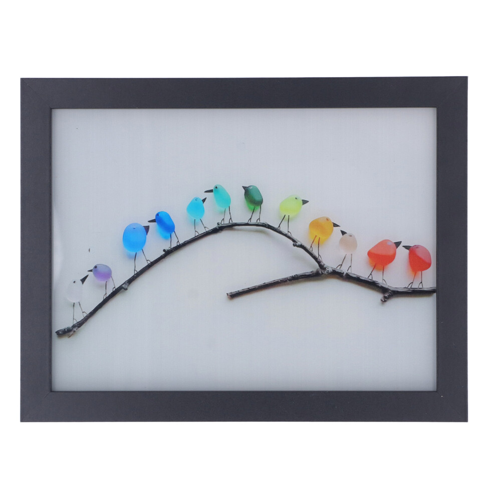 Sea Glass Birds Photo Frame 12 Birds Unique Wooden
