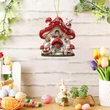 Easter Bunny House 2D Acrylic Small Pendant Car Interior Backpack Pendant Decoration Hanging Flye254290