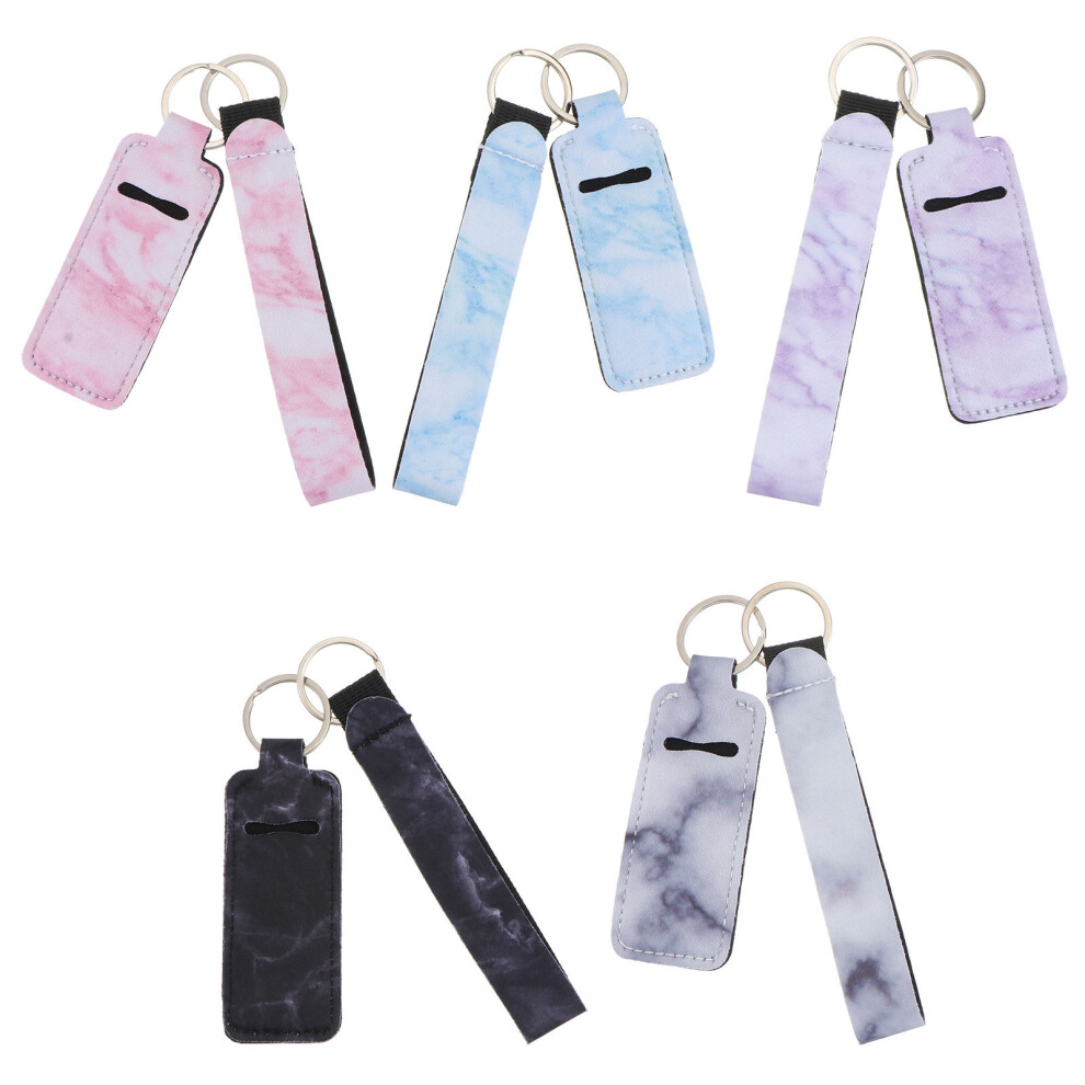 Iplusmile 10 Pcs Lipstick Holder Keychain Cover With Carriers Neoprene Ring