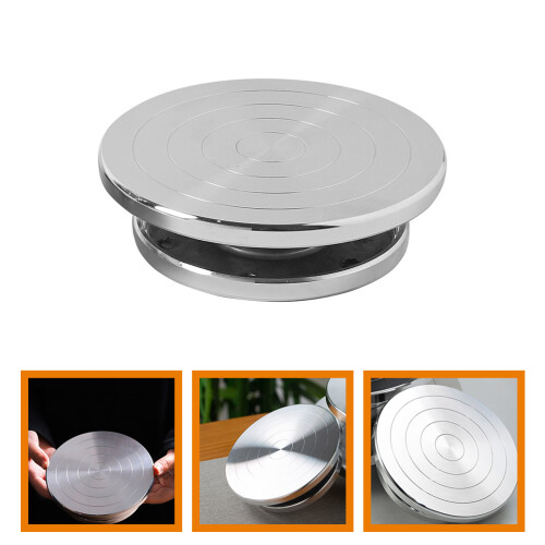 Pottery Turntable Rotate Rotating Cake Stand Kit Sculpture Clay Silver 1