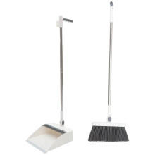 1Set White Stainless Steel Broom and Dustpan Set for Home Cleaning