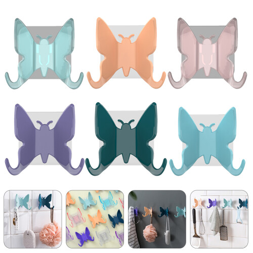 Raindrops  6 Pcs No Trace Hook Bathroom Hooks Self Adhesive Decorative 1