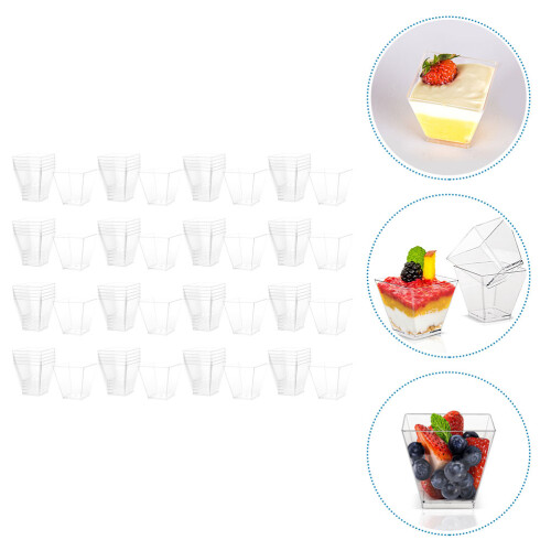 100pcs Clear Trapezoid Dessert Cups Portable Appetizer Cups 2