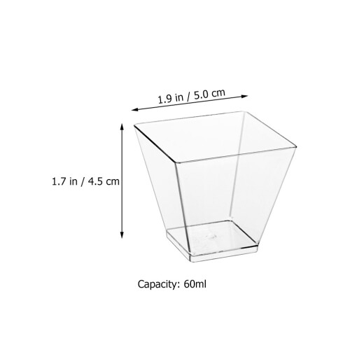 100pcs Clear Trapezoid Dessert Cups Portable Appetizer Cups 1