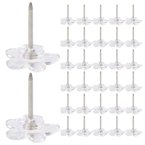 Raindrops 100pcs Compact Thumb Tacks Transparent Plastic Office Supply