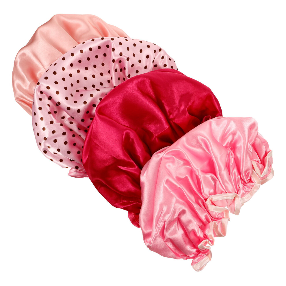 Vaguelly 4Pcs Waterproof Shower Caps Elastic Bathing Caps Assorted Color