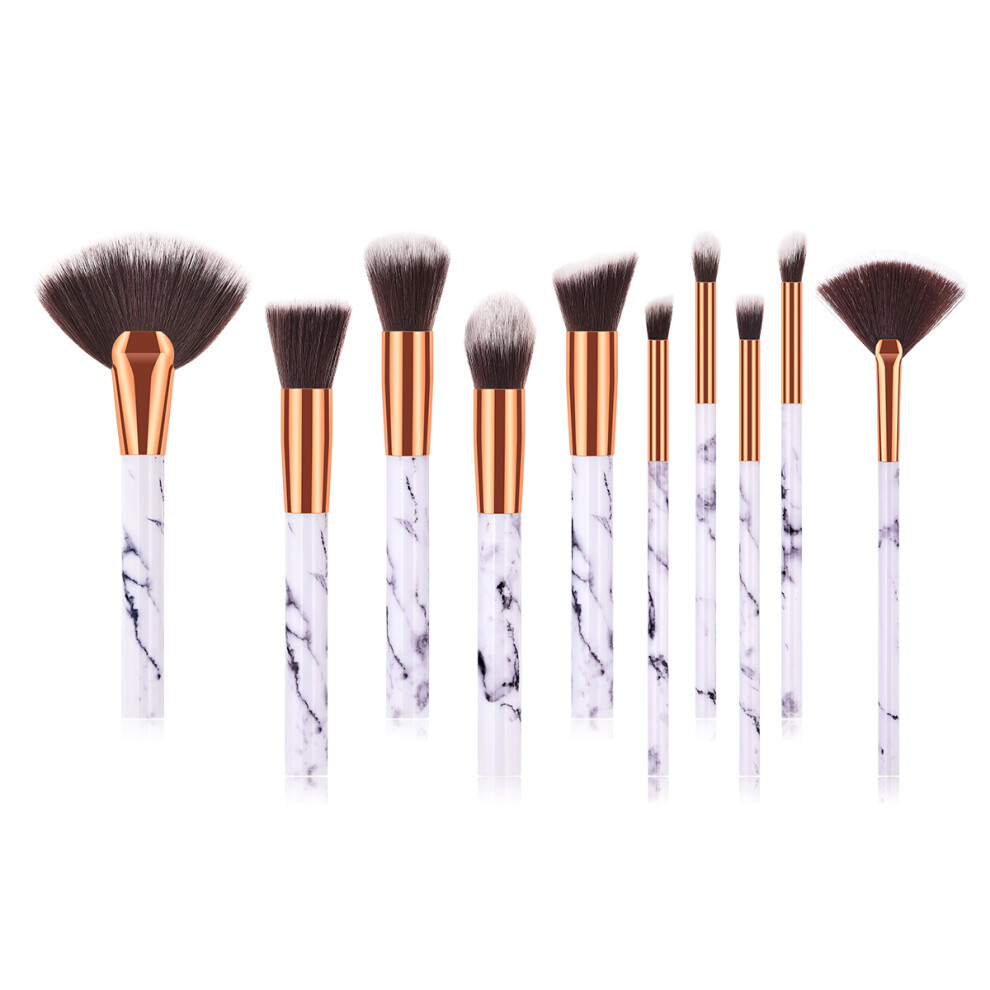 Villcase 10 Pcs Marble Makeup Brush Set Brushes For Women Cosmetics Powder