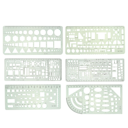 6pcs Drawing Template Ruler Stencil Measuring Tool Drawing Curve Ruler