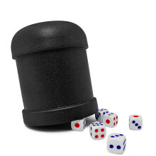 Black Plastic Dice Cup Set, 5 Cups with 30 Dice, Casino Game Accessories, Durable and Lightweight Design