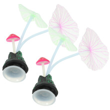 2St Vivid Silicone Lotusblad Paddestoel Aquarium Ornament Multikleur