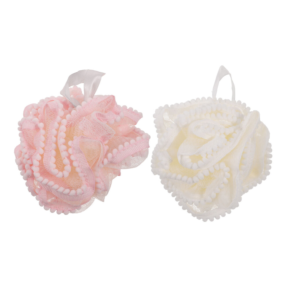 Inoomp Pink Bath Loofah Balls For Skin Exfoliation 2Pcs